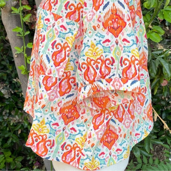 Short Sleeve Top Christian Siriano New York Button Up Crop Size Large - Picture 10 of 10